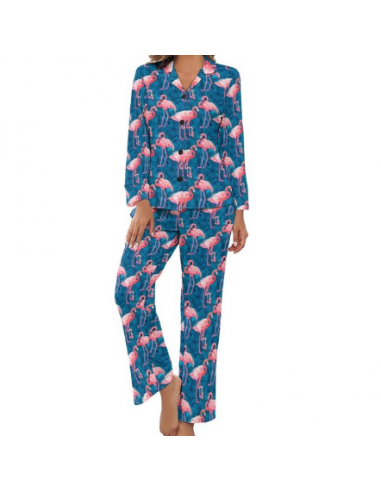 Ensemble Pyjama Flamant Rose Bleu solde