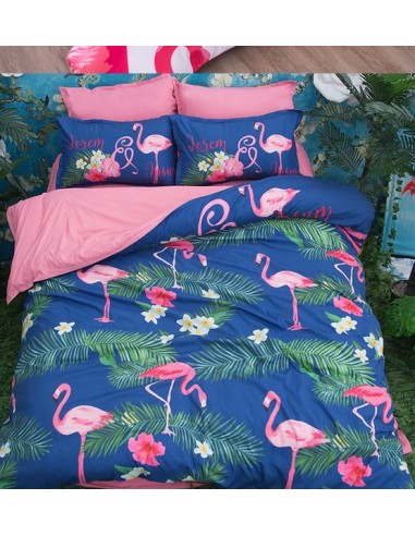 Parure Housse de Couette Flamant Rose Tropical français