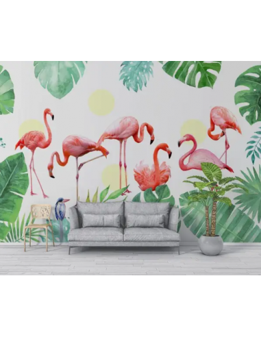 Papier Peint Panoramique Flamant Rose Graphique destockage