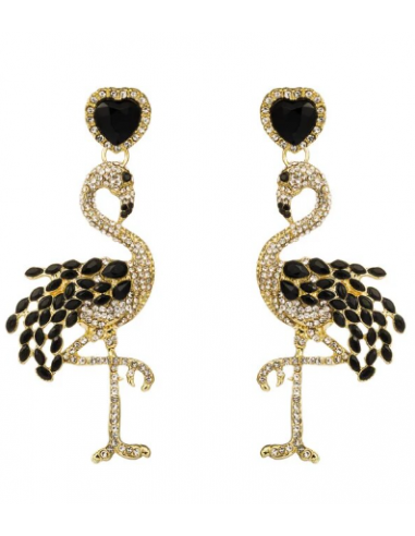 Boucles d'Oreilles Flamant Rose Or destockage