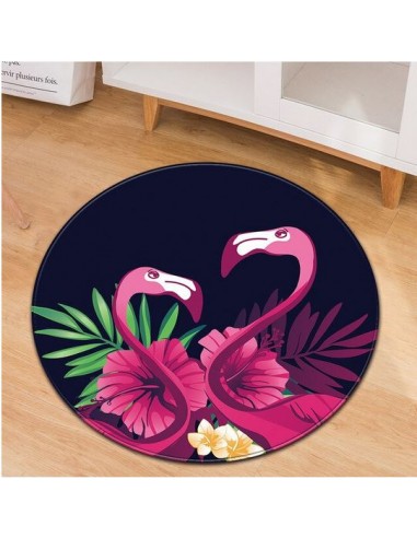 Tapis Rond Flamant Rose Tropical les ctes