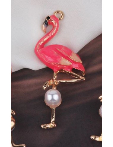 Pendentif Flamant Rose Perle pas cher 