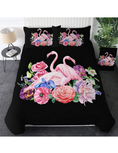 Housse de Couette Flamant Rose Noire Economisez 