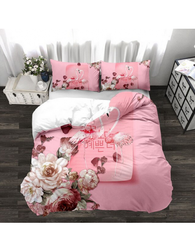 Housse de Couette Flamant Rose Florale shop