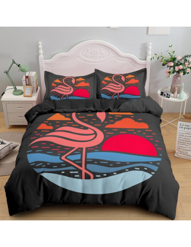 Housse de Couette Flamant Rose Microfibre 50% de réduction en Octobre 2024