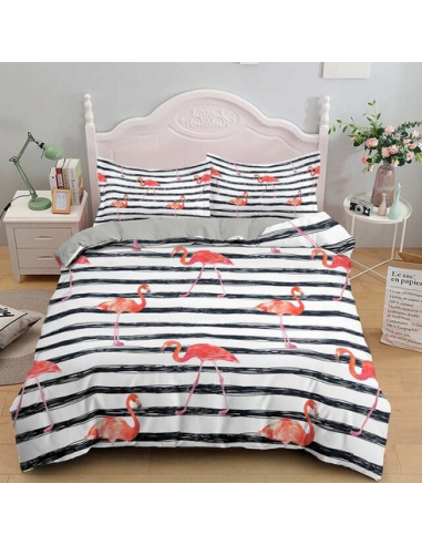 Housse de Couette Flamant Rose Rayée outlet