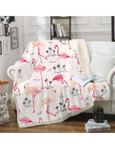 Plaid avec Flamant Rose en linge