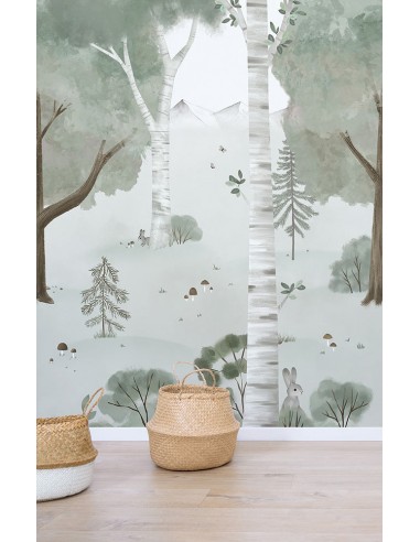 Papier peint panoramique animaux - Birch Forest l'achat 