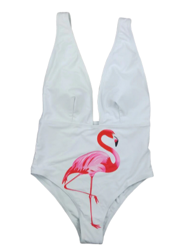 Maillot de Bain Flamant Rose Sexy Blanc le des métaux précieux