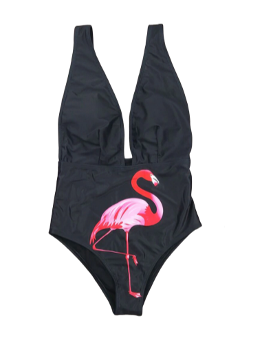 Maillot de Bain Flamant Rose Sexy Noir à prix réduit toute l'année